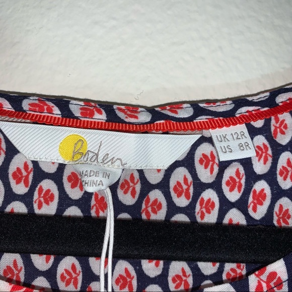 NWT Boden Edna Tunic Red & Navy Print Long Top Size 12 R - Picture 6 of 7